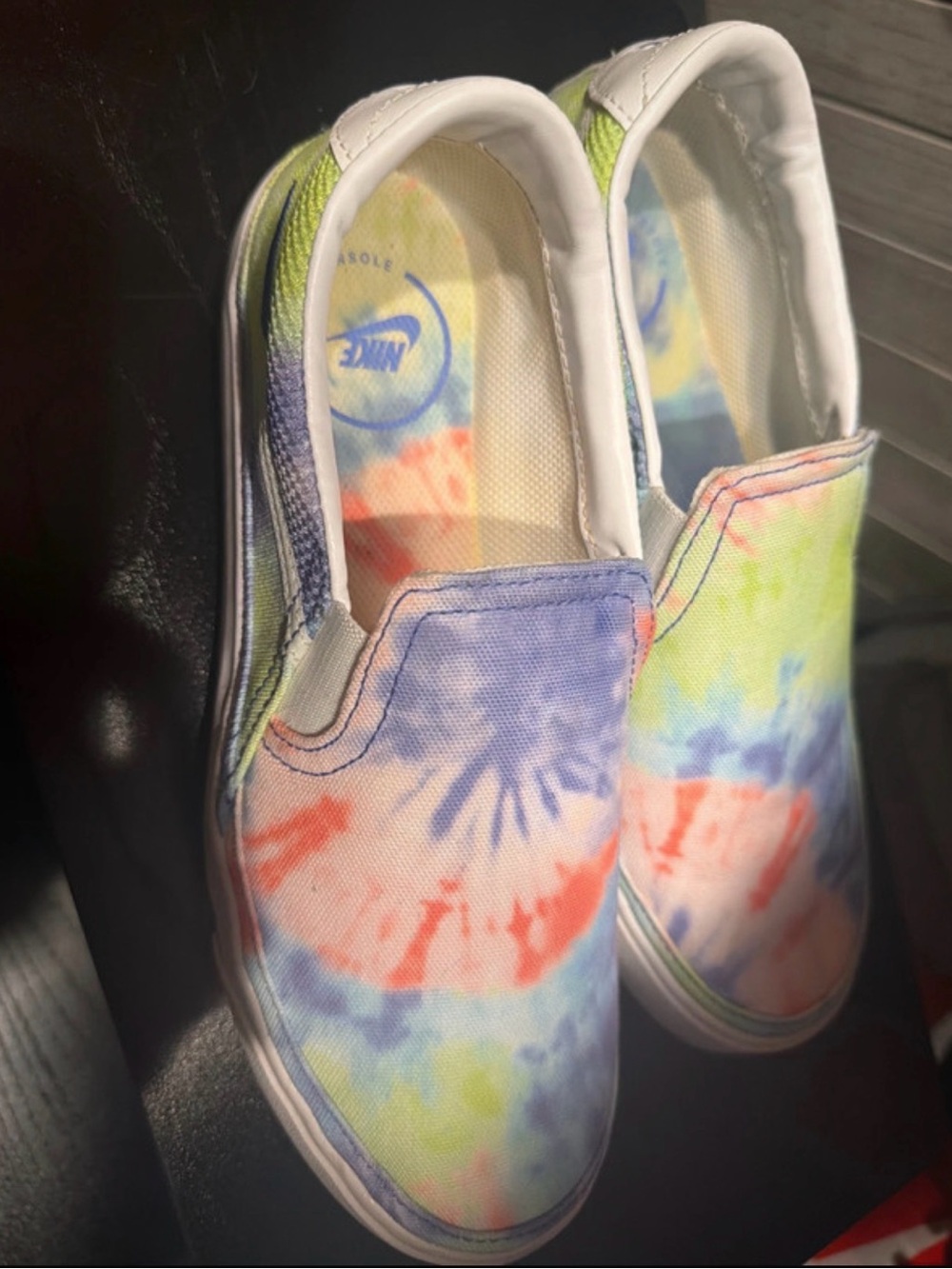 Nike Tie-Dye Slip-On Canvas Flats - Blue, Green, Red, Purple